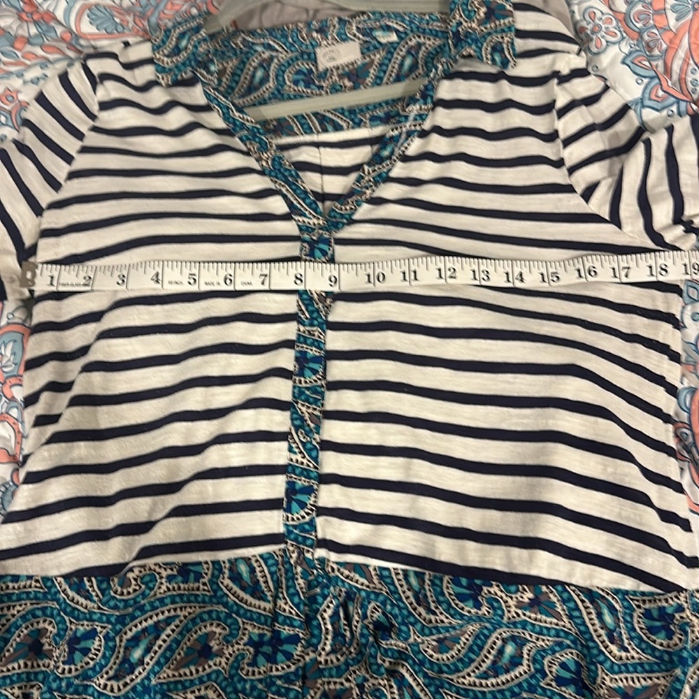 Anthropologie Mixed Media Blouse | Striped & Paisley Contrast Top | Boho Chic - Picture 9 of 9